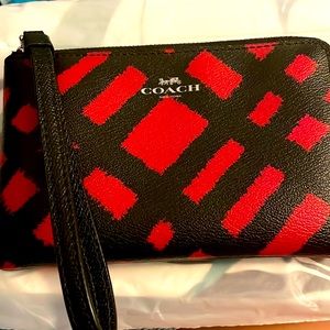 Coach red/black wristlet
